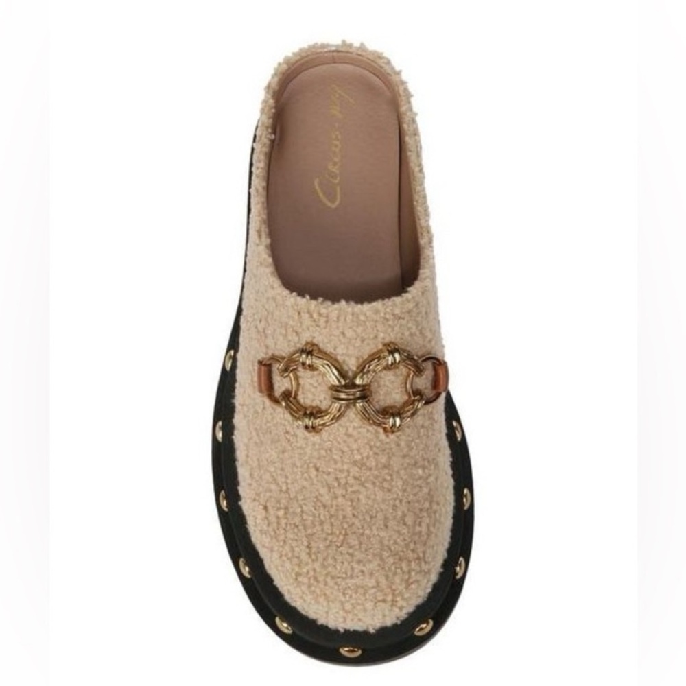 NWT Circus NY by Sam Edelman Annie Sherpa Chain Bit Platform Clogs Sz 7,5 - Picture 4 of 5